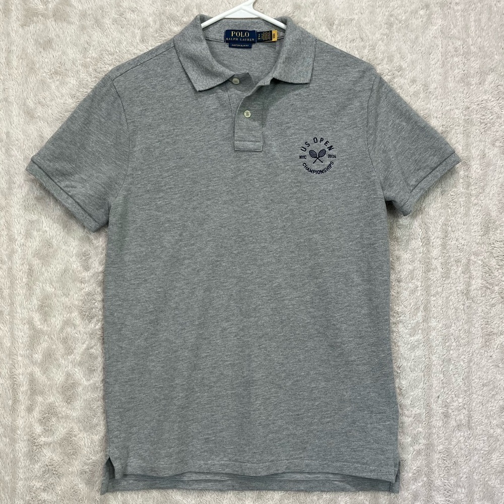 Polo Ralph Lauren Gray US Open Tennis Polo Sz S Custom Slim Fit Championships